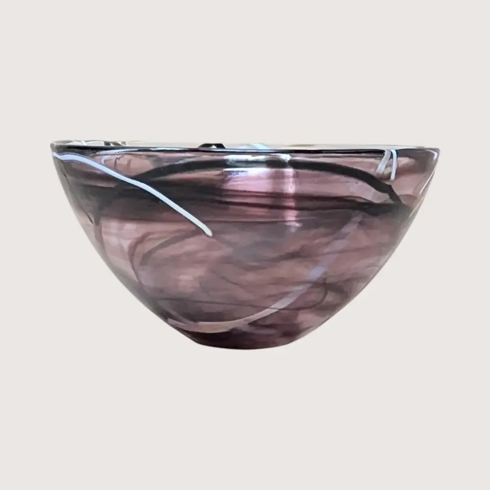 1990s Kosta Boda Art Anna Ehrner Contrast Line Minimalist Style Glass Bowl
